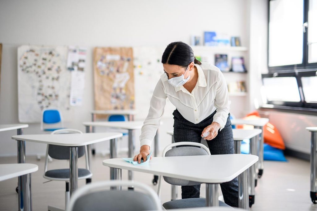 Smith Clean team cleaning a classroom